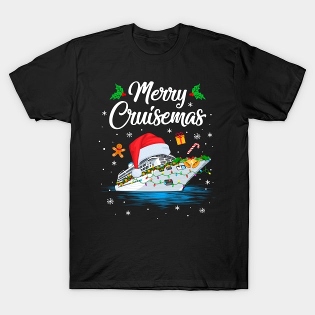 Merry Cruisemas Christmas Family Santa Reindeer Cruise Ship T-Shirt by James Green